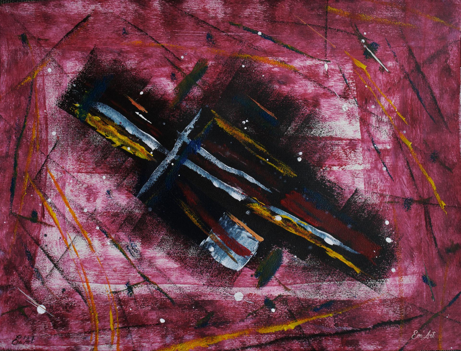 TheWarrior, abstract acrylic painting by Emmanuelle Baudry