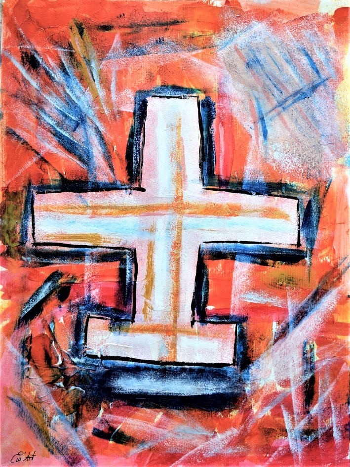 Deus, peinture mixte sur papier par Emmanuelle Baudry