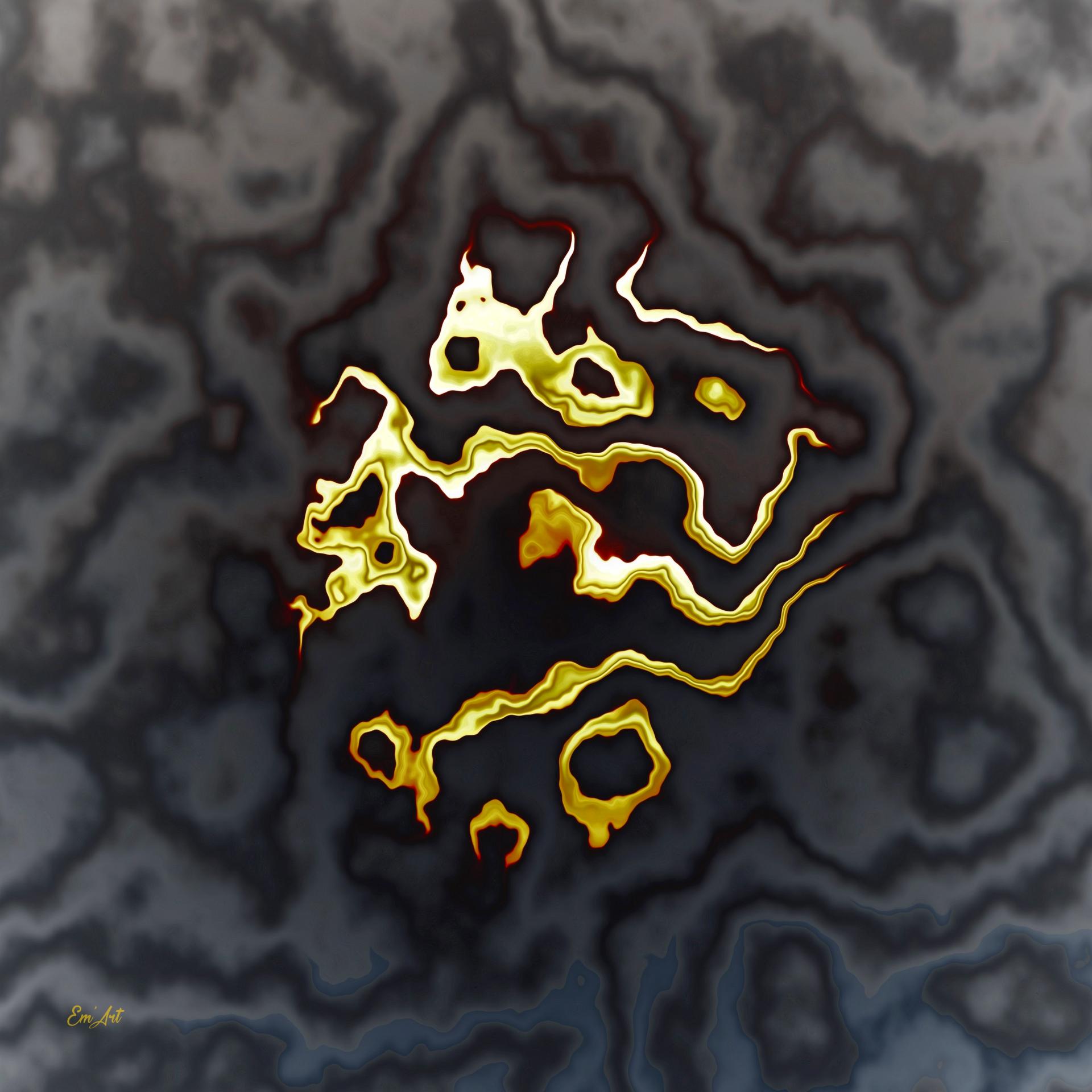 For all the Gold of China, Abstract digital art by Em'Art