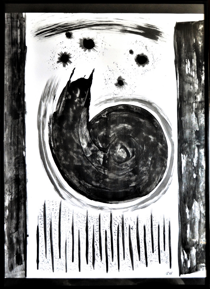 Dream, abstract B&W painting by Emmanuelle Baudry